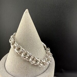 Vintage Monet Bracelet Silver Tone Chain Link 7"
